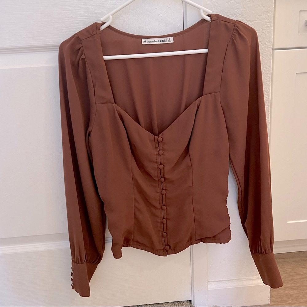 Abercrombie Long-Sleeve Button-Through V-Neck top